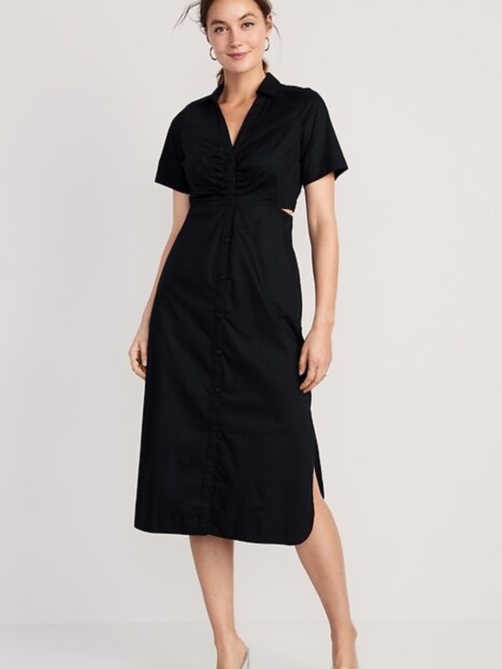 Old Navy Black Knot-Front Midi Dress NWT size L